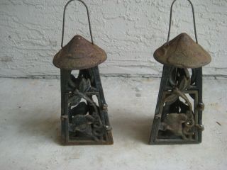 Vintage Cast Iron / Ornate Garden Type Lantern / Candle Tea Lights