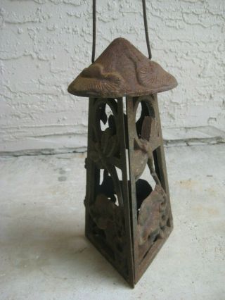 Vintage Cast Iron / Ornate Garden Type Lantern / Candle Tea Lights 3