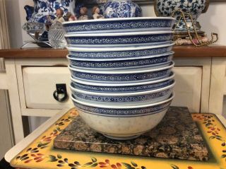 8 Vtg Jingdezhen China Rice Grain Blue White 5 Claw Dragon Porcelain " Soup Bowl