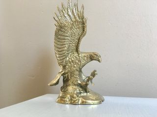 Vtg Mid Century Modern Brass Eagle Statue Sculpture Usa American Harley Hd