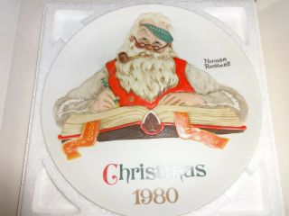 Vintage Norman Rockwell Museum Christmas 1980 Checking His List Collector Plate