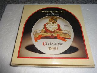 Vintage Norman Rockwell Museum Christmas 1980 Checking His List Collector Plate 3