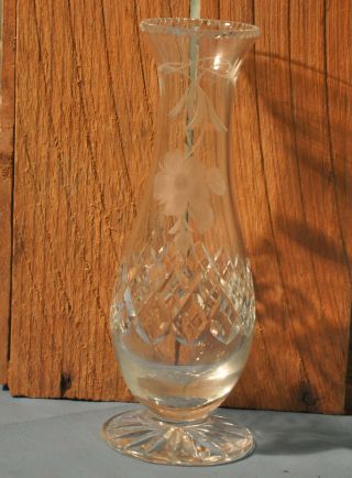 Collectible Thos Webb England Marked Crystal Glass Bud Vase Clear