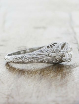 Vintage Art Deco 1.  00 Ct Round Diamond 14K White Gold Fn Engagement Wedding Ring 2