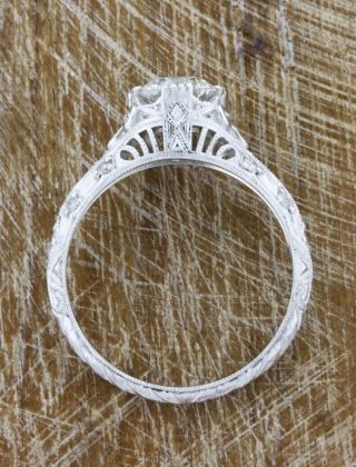 Vintage Art Deco 1.  00 Ct Round Diamond 14K White Gold Fn Engagement Wedding Ring 3