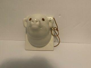 Pig Head Piglet White Ceramic Face Plaque Wall Hanging Farmhouse