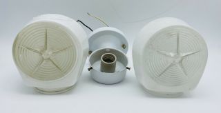 Vintage Art Deco White Frosted Glass Light Fixture Globe Set Sconce Shade Vanity