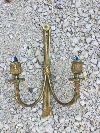 Vintage French Victorian Rope Wall Mounted Sconce Light Fixture Brass Metal Gold