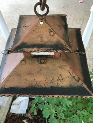 Vintage Arts And Crafts Copper Outdoor Wall Hanging Light Fixture 2