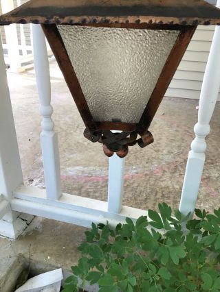 Vintage Arts And Crafts Copper Outdoor Wall Hanging Light Fixture 3