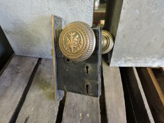 Antique Brass Ornate Victorian Eastlake Brass Door Knob Set