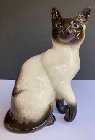 Vintage Ceramic Siamese Cat Figurine 9 1/4 " High.  Bixler 