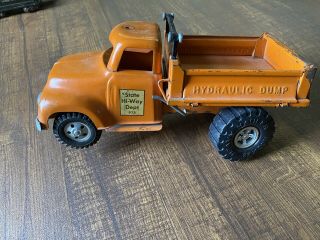 1950s Tonka State Hi - Way Dept 975 Orange Hydraulic Dump Truck Vintage