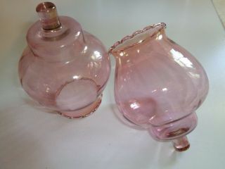 Vintage Pink Glass Votive Candle Holders Pair