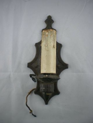 Antique Gold Gilded Ornate Cast Iron Gothic Revival Wall Electric Sconce