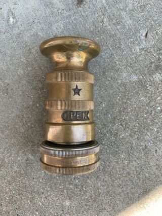 Vintage 4 1/2 Inch Tall Brass Elkhart Fire Hose Nozzle 742 - 48 - Sm