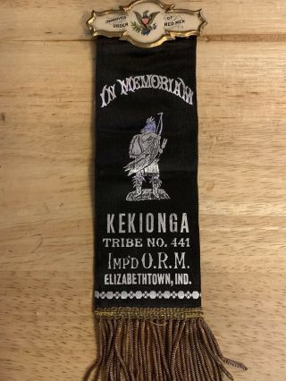 Improved Order Of Red Men In Memorial Badge Kekionga Elizabethtown Indiana