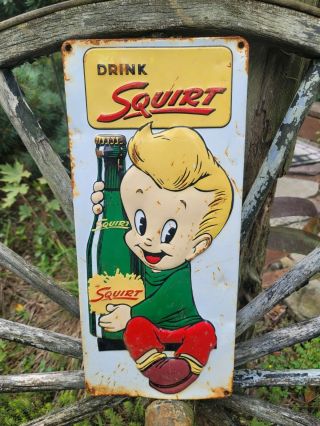 Vintage Old Squirt Soda Metal Sign Gas Oil Pepsi Cola Coke Advertising Sales