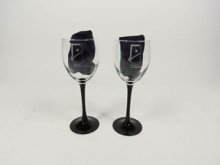 Vintage Set Of 2 Apple Computer Mac Logo Etched Wine Glasses Collectors Item