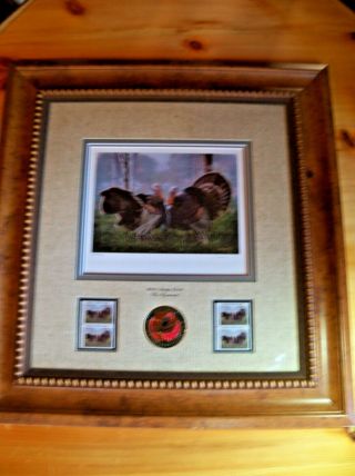 Nwtf 2002 Stamp Print/ 4 2002 Stamps Framed (the Warrior) By Artist Crowe