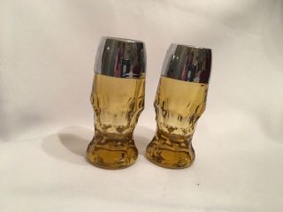 Vintage Anchor Hocking Georgian Amber Glass Salt And Pepper Shakers