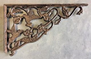 Set Of 4 Large Hummingbird Shelf Bracket Brace Rustic Antique Brown Iron