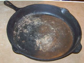 Vintage Marked 14 Cast Iron Skillet Frying Pan Huge 15 Inch Usa Heat Ring Vg,