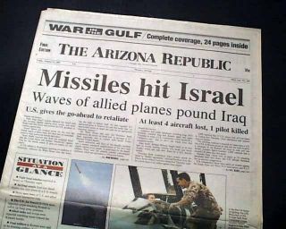 Persian Gulf War Operation Desert Storm Begins Israel Attacked 1991 Newspaper