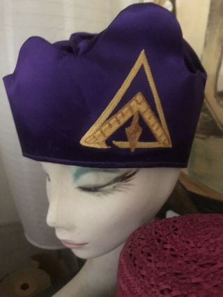 Antique Purple Satin Freemason Masonic Lodge Hat