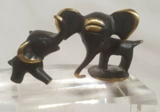Vintage Cold Painted Bronze Mother Baby Elephant Miniature Figurine Statues Wow
