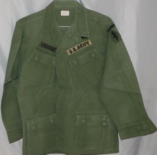 Vtg 1968 Vietnam Green Beret Airborne Patches Poplin Rip Stop Jungle Coat Shirt