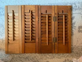 Vintage Wood Shutters 16 X 5 1/2 Inches Set Of 4 2 Connected 2 Loose