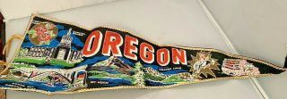 Vintage Oregon Pennant Rodeo Crater Lake Mt.  Hood Depoe Bay Made In Japan Logger