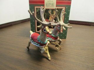 Hallmark Keepsake Ornaments Prancer Vixen Reindeer - 1992 - 2 Of 5 In Set - Iob