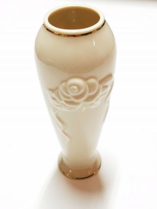 Lenox Rose Blossom Bud Vase Ivory Color Porcelain With Gold Trim
