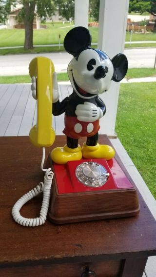 Vintage 1976 Disney Mickey Mouse Rotary Dial Telephone