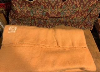 Vintage Hudson Bay Point 100 Wool Gold Harvest Wheat Blanket 63” X 90” England