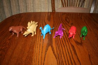 Set Of Six Vintage Tootsie Toy Large - Size Hollow Dinosaurs Playset A Ajax,  Marx