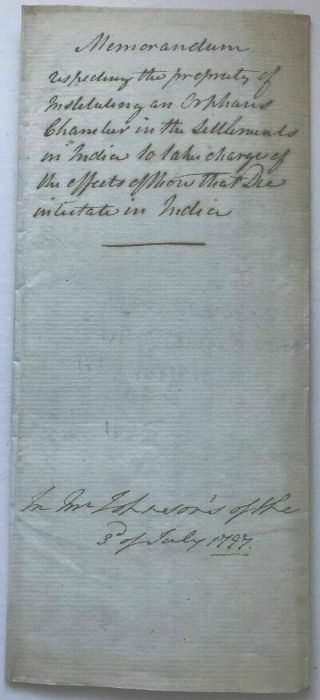 1797 Memorandum Of Land Purchase In India Signed By John Cochrane
