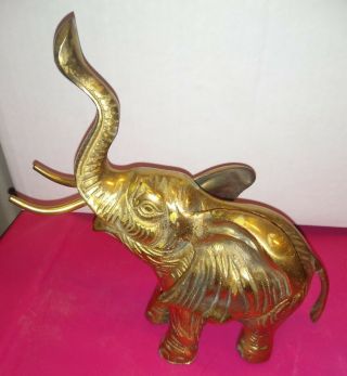 Vintage Large Solid Brass Elephant 9 " Tall - 8.  5 " Long
