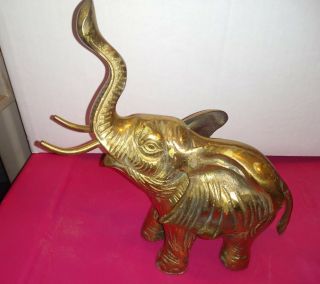 Vintage Large Solid Brass Elephant 9 
