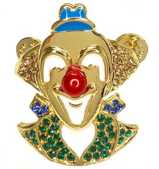 Shriner Fez Clown With Red Nose Rhinestone Tassel Holder Gold Color 1052