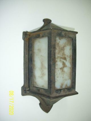 Antique Vtg GOTHIC HEAVY CAST Tudor Medieval Wrought Iron Metal Light Fixture 3