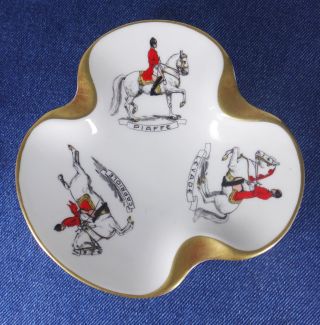 Vintage Gold Porcelain Trinket Dish Spanish Lipizzaner Dressage Wien Handbemalt