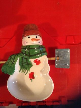 Hallmark Ceramic Snowman With Shovel; " Max Of Mitford " By Jan Karon