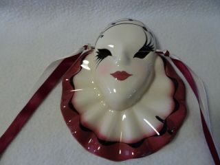 Vintage Ceramic Face Mask Masquerade Wall Art Hanging Decor Collectible
