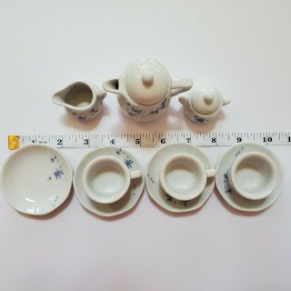 Childs Tea Set Blue & White Floral Porcelain Vintage Miniature Teaset China 3
