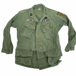 Vintage 1960s Vietnam War Us Army Ranger Slant Pocket Shirt Small Short Og107