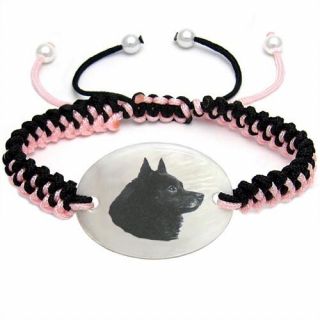 Schipperke Dog Natural Mother Of Pearl Adjustable Knot Bracelet Chain Bs6