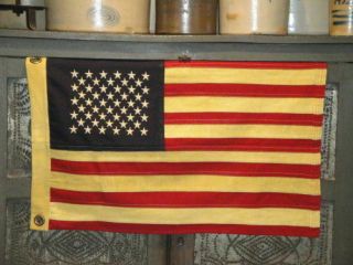 Small Primitive Aged American Cotton Flag | Americana Stars Stripes | Old Glory